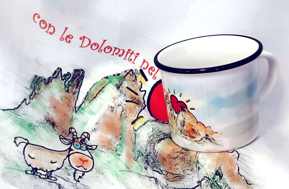 tazza ceramica con bordo nero-DOLOMITI NEL CUORE